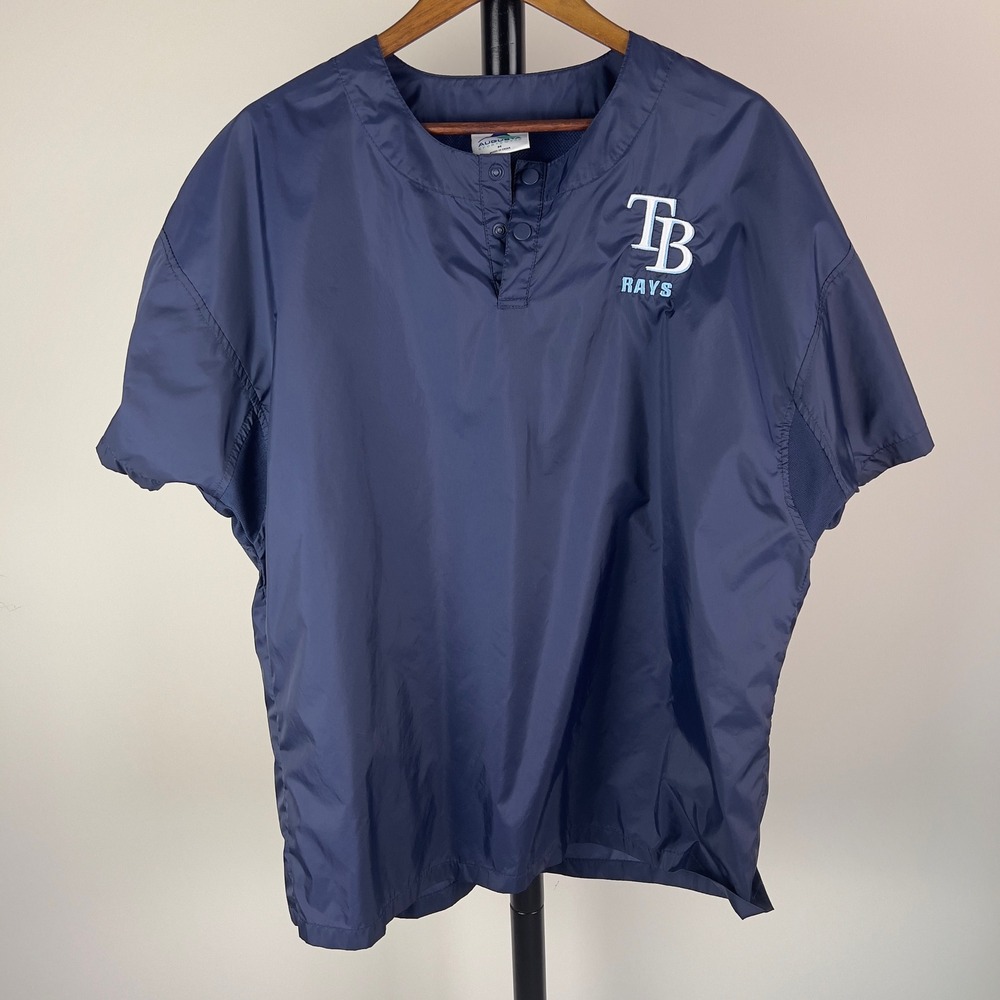 Augusta Sportswear Tampa Bay Rays Windbreaker Pullover Navy Blue Mens Medium